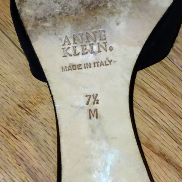 ANNE KLEIN Amuse Sandals 7.5 1/2 M Black Wedge - Picture 6 of 8